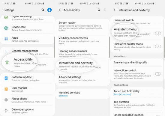 قابلیت منوی دستیار سامسونگ گلکسی A32 برای اسکرین شات