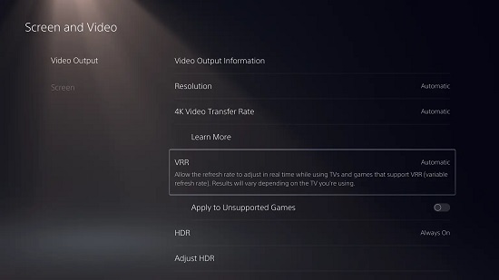 disable ps5 vrr
