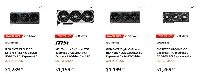 قیمت کارت گرافیک GeForce RTX 4080