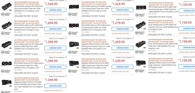 قیمت کارت  GeForce RTX 4080