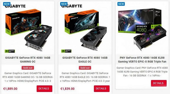 قیمت کارت گرافیک RTX 4080 16GB