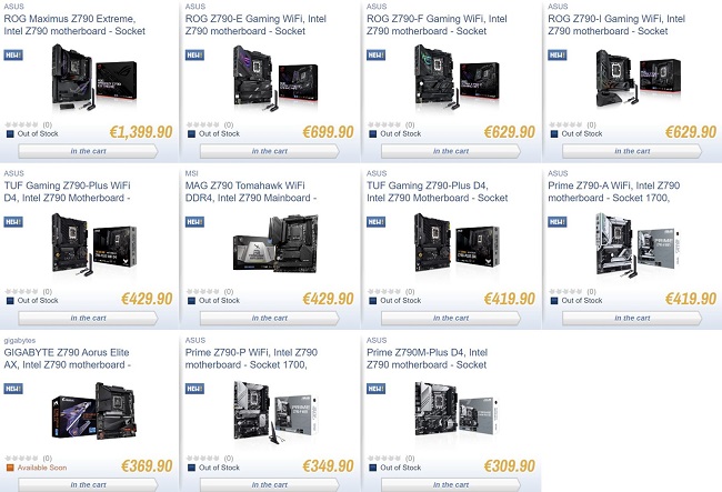لیست قیمت مادربرد Z790 اینتل