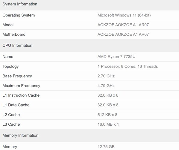 پردازنده ryzen 7 7735u