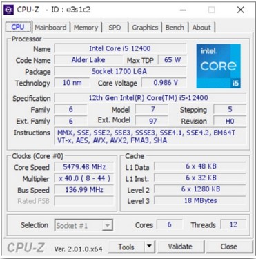 پردازنده Core i5-12400