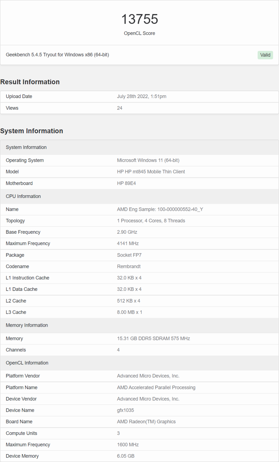پردازنده چهار هسته‌ای Rembrandt