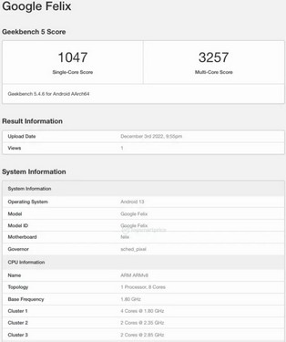 بنچمارک گوشی پیکسل فولد گوگل