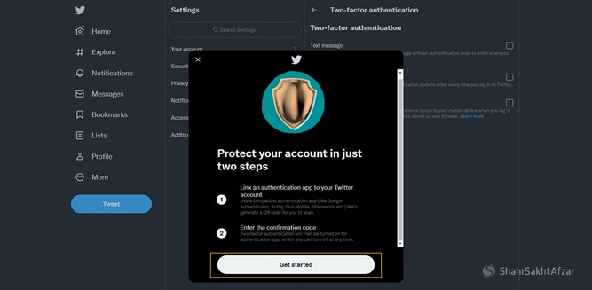 تایید دو مرحله ای توییتر با گوگل آتنتیکیتور