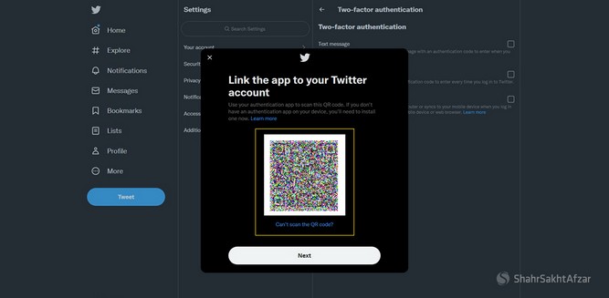 فعال سازی تأیید Twitter 2FA با استفاده از Google Authenticator