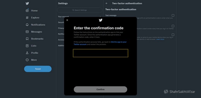 استفاده از اصالتسنجی دوعاملی (2FA) در توییتر
