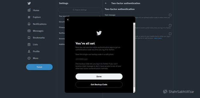 آموزش تصویری فعال کردن تایید دو مرحله ای توییتر