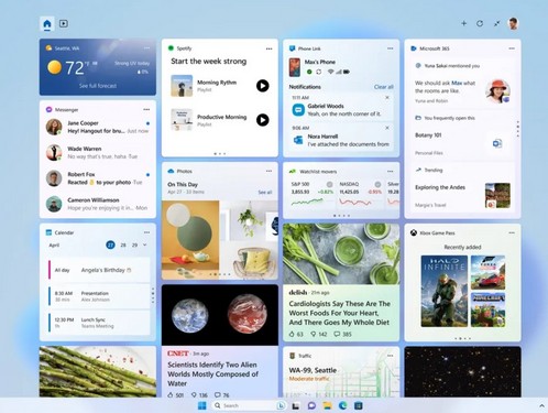ویجت ها در به‌روزرسانی جدید ویندوز ۱۱ 