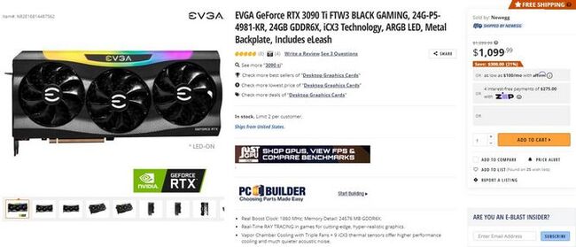 قیمت کارت گرافیک RTX 3090 Ti