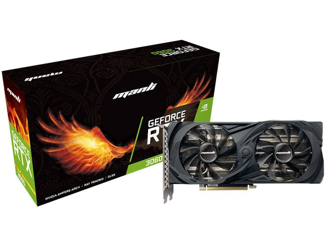 کارت گرافیک RTX 3060 8GB در کنار جعبه