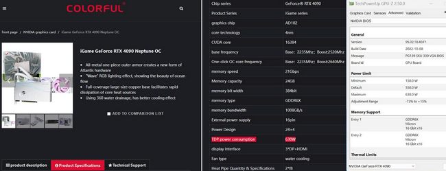 مصرف کارت گرافیک RTX 4090 برند کالرفول