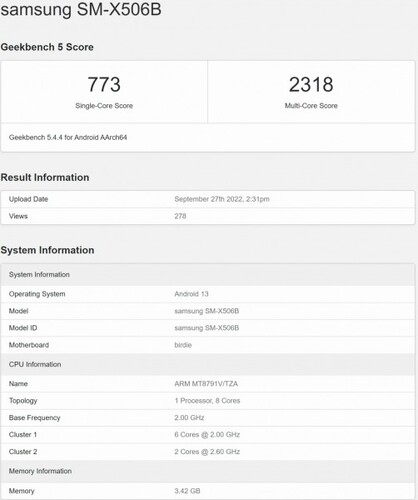 مشخصات تبلت Galaxy Tab S8 FE