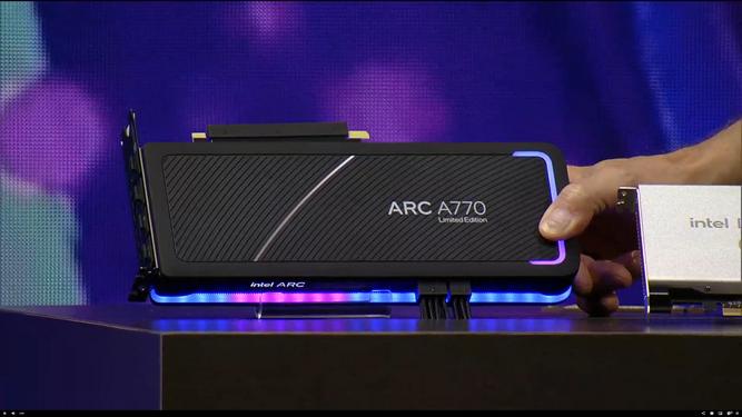 کارت گرافیک arc a770 به نمایش درآمده است