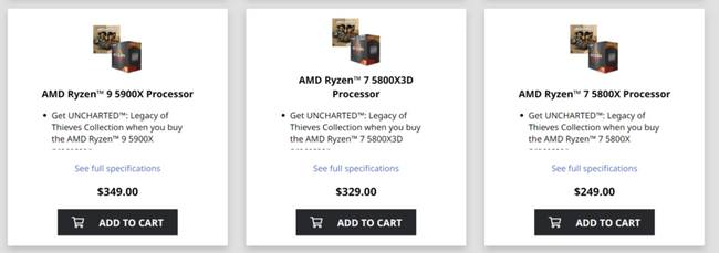 قیمت پردازنده های ryzen 5000 در فروشگاه amd
