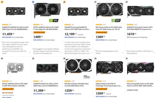پرفروش ترین کارت های گرافیک RTX 4080