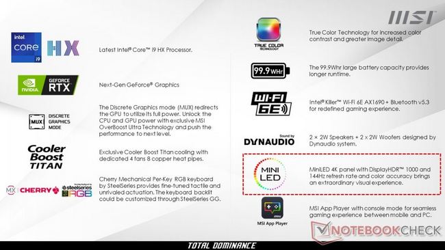مشخصات لپ تاپ MSI Titan GT77 2023