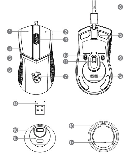 MSI-Clutch-GM31-Wireless-Mouse موس بی‌سیم گیمینگ از برند MSI 