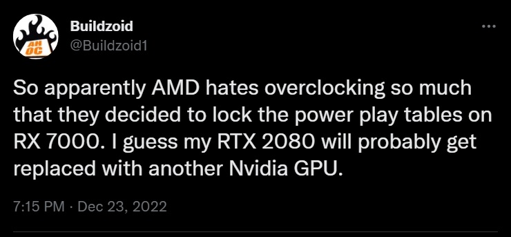 عدم امکان اورکلاک کارتهای RX 7000 شرکت AMD