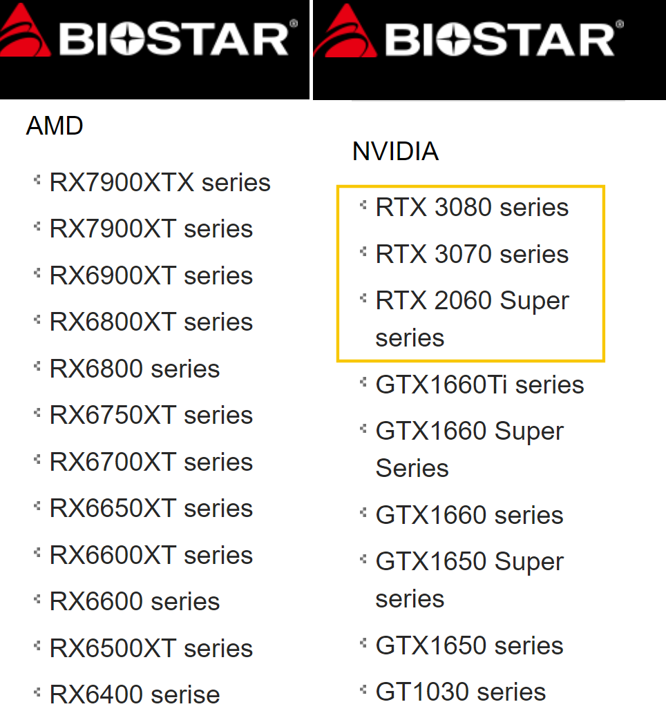 کارت‌های گرافیک جدید بایواستار سری RTX 30