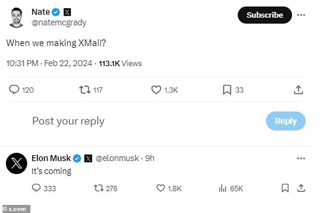 توییت ایلان ماسک درباره ایکس میل XMail