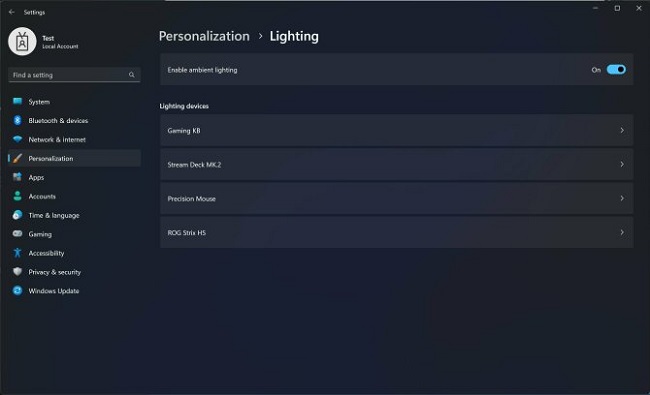  قابلیت Dynamic Lighting ویندوز 11
