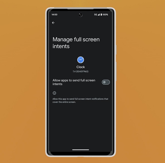 تمام صفحه در اندروید 14