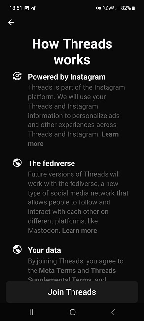 ثبت نام threads