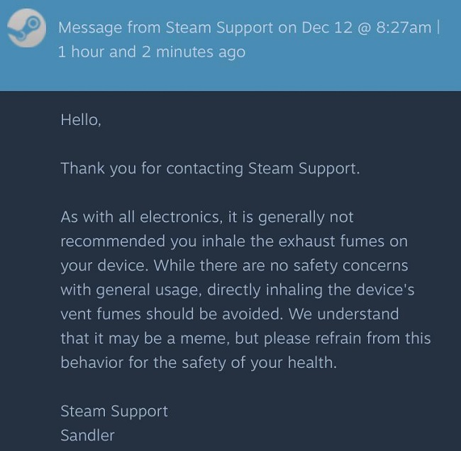 خطر بو کشیدن  Steam Deck