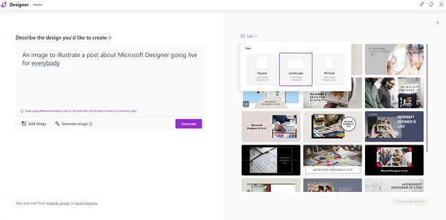 تولید پست اینستاگرام با هوش مصنوعی مایکروسافت Designer
