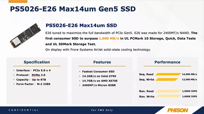 مشخصات حافظه SSD PS5026-E26 Max14um شرکت Phison