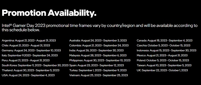 زمان عرضه باندل اینتل Gamer Days در کشورهای مختلف جهان