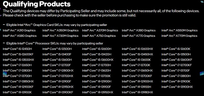 محصولات عرضه شده در باندل Gamer Days شرکت اینتل