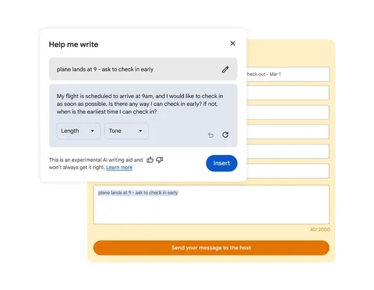 نمونه متن قابلیت Help Me Write در مرورگر کروم