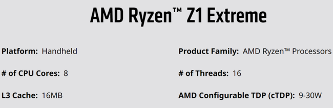 مشخصات amd ryzen z1