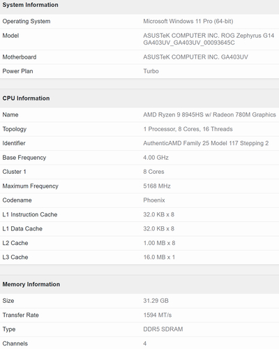  پردازنده ryzen 9 8945hs