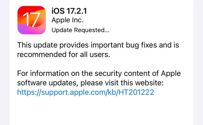 بروزرسانی ios 17.2.1