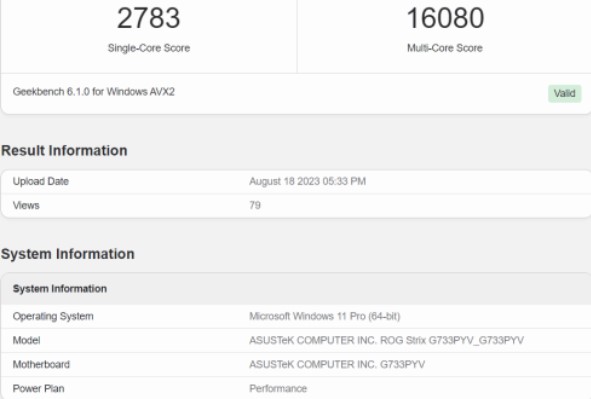 بنچمارک گیک بنچ 6 پردازنده Ryzen 9 7945HX3D