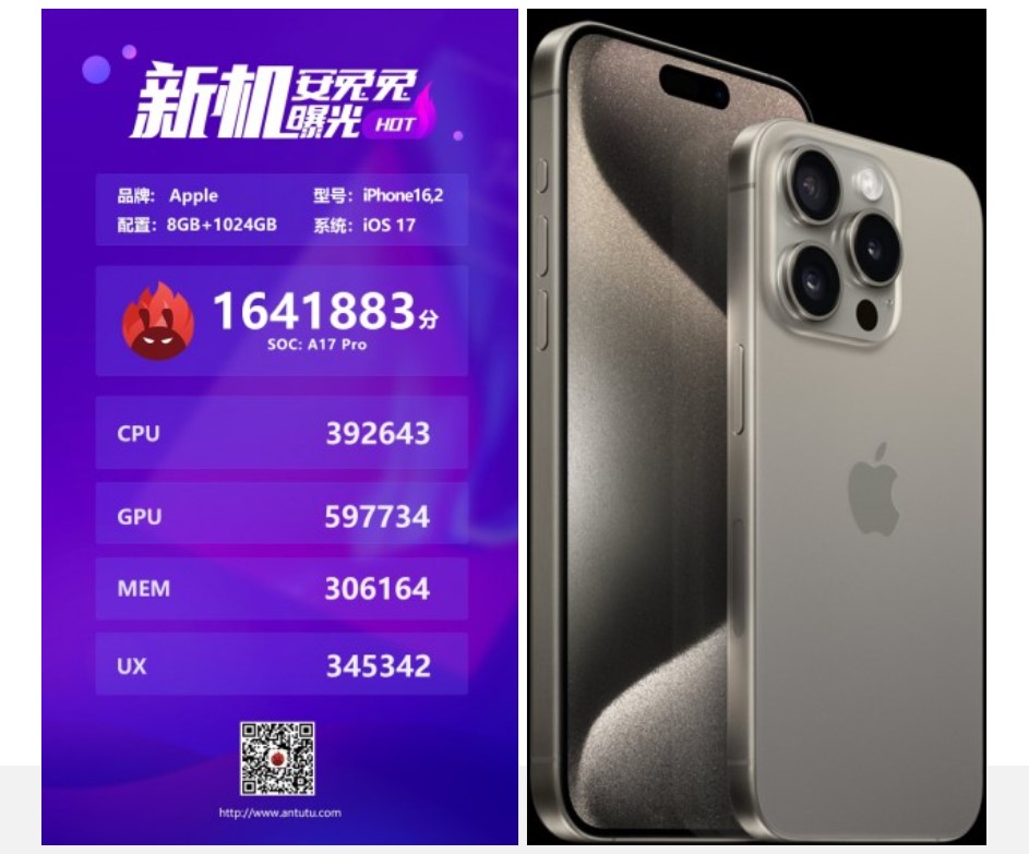 بنچمارک Antutu تراشه اپل A17 Pro