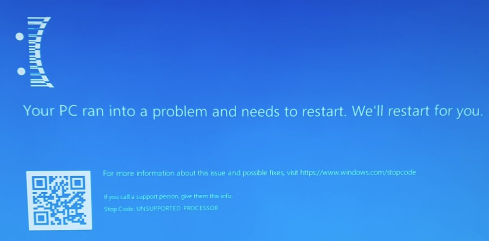 نمایش خطای BSOD برای کاربران سیستمهای قدیمی