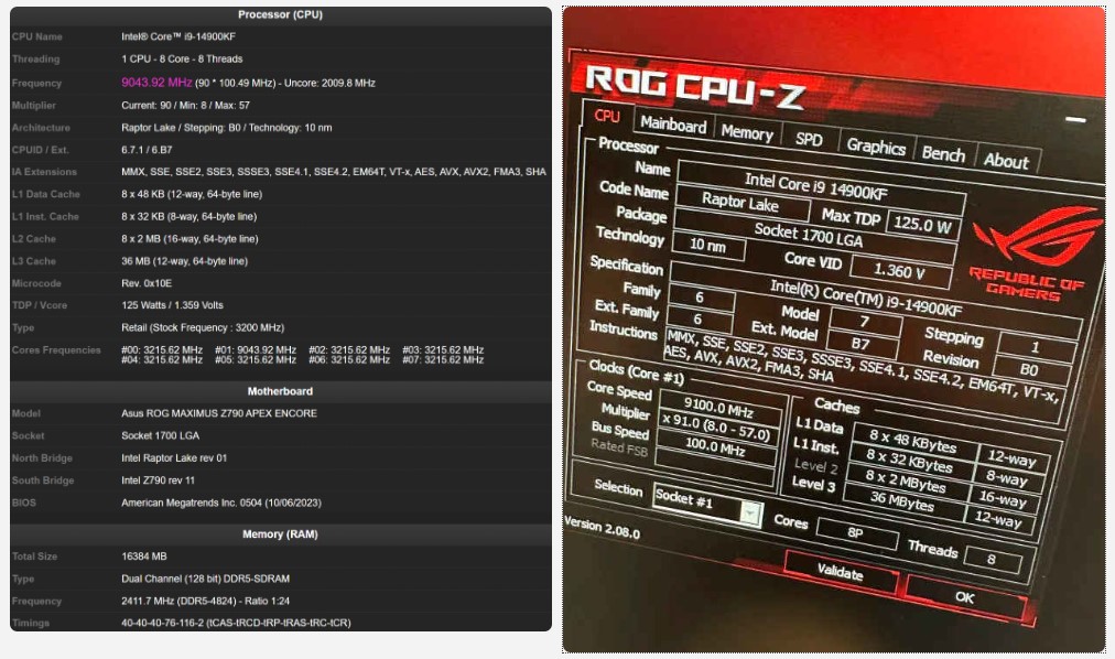 مشخصات پردازنده Core i9 14900KF