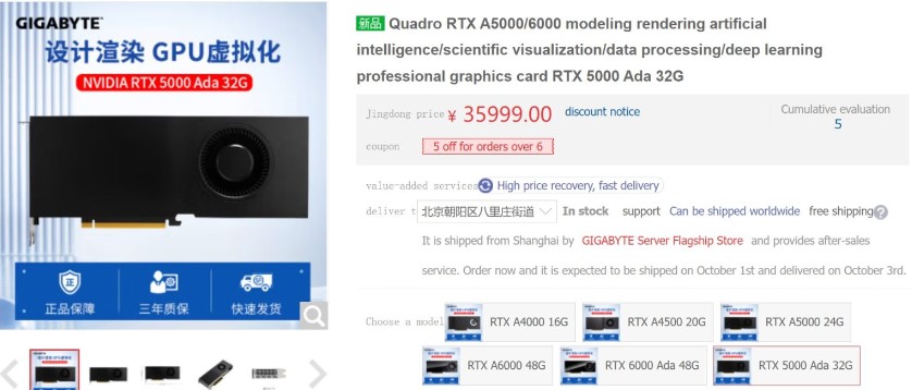 قیمت کارت‌های گرافیک RTX 5000 ADA انویدیا