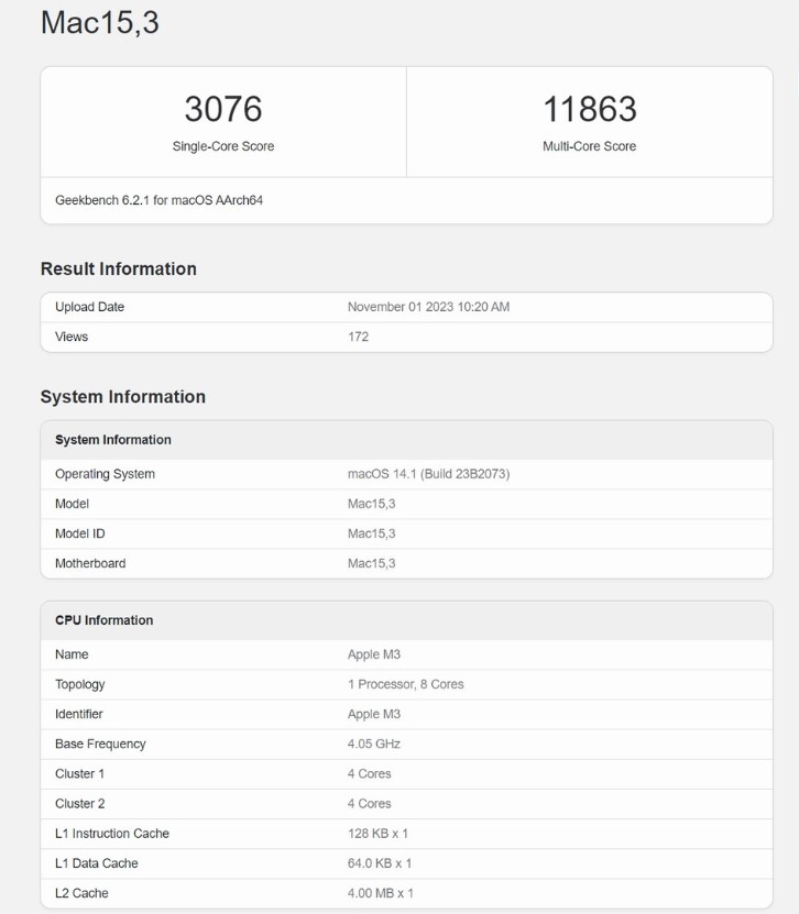 انتشار بنچمارکهایی از پردازنده M3 اپل