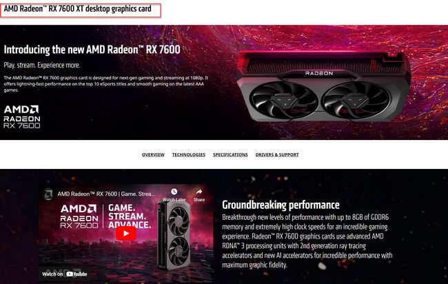 کارت گرافیک Radeon RX 7600 XT