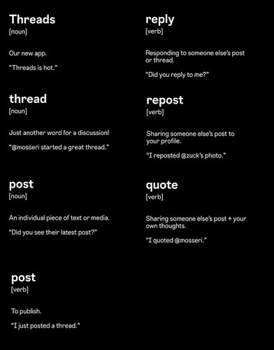 دیکشنری شبکه اجتماعی تردز (threads)