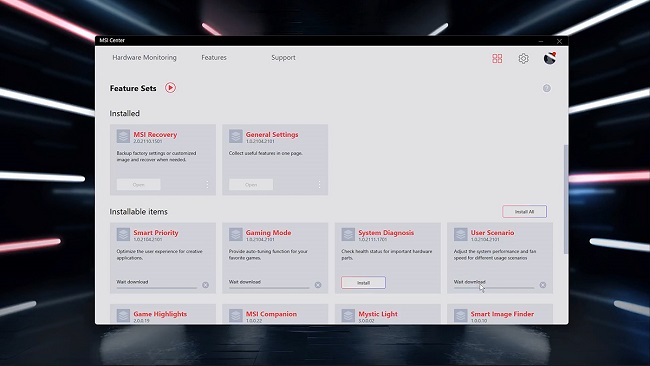 اپلیکیشن MSI CENTER