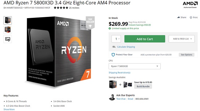 کاهش قیمت مجدد پردازندههای 7800X3D و 5800X3D