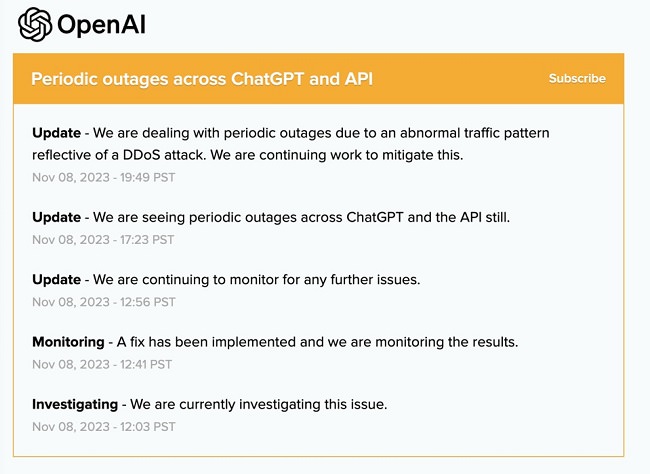 حمله DDoS به چت‌بات هوش مصنوعی ChatGPT
